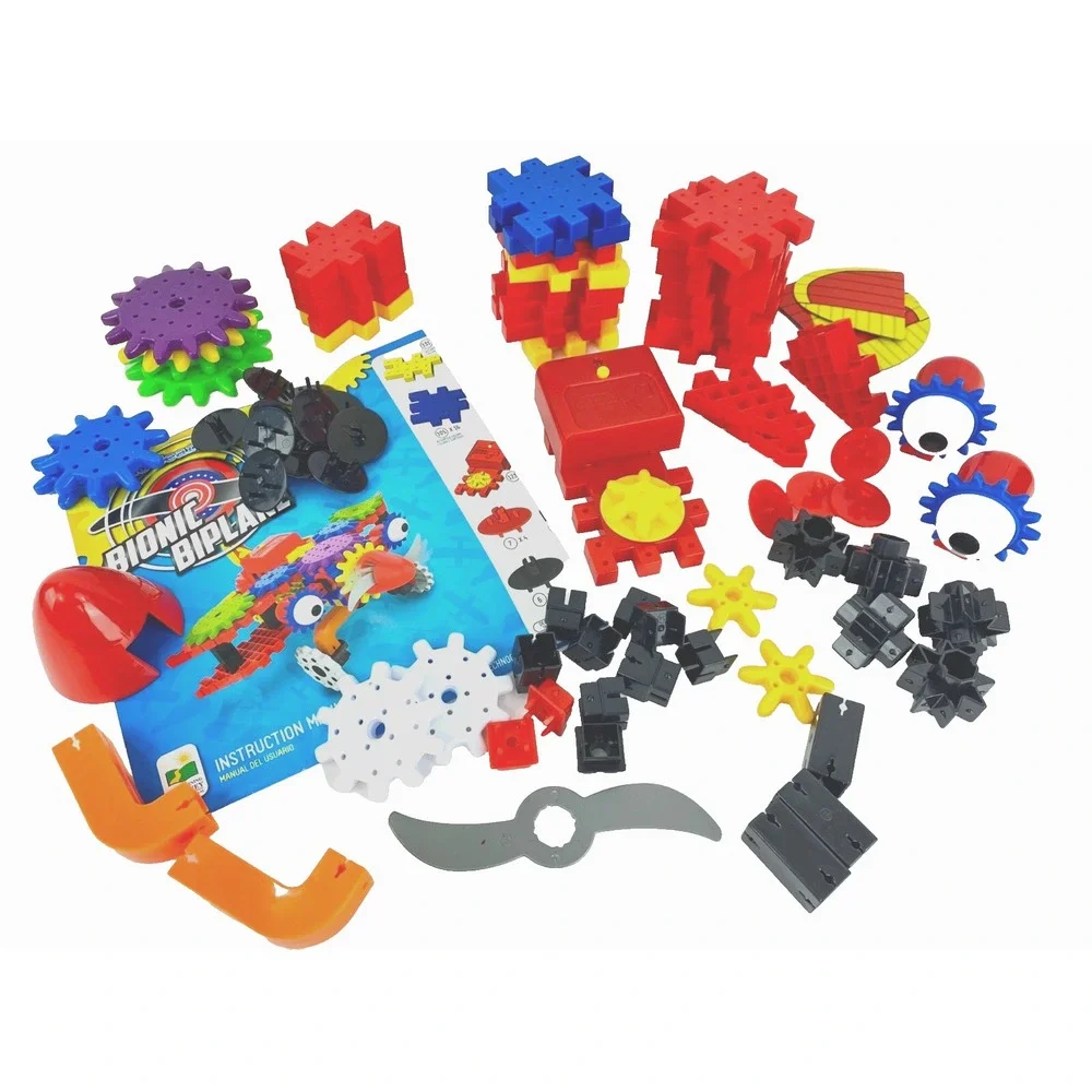 Techno Gears Construction Toy Bionic Biplane Airplane Building Toys, Many Parts!